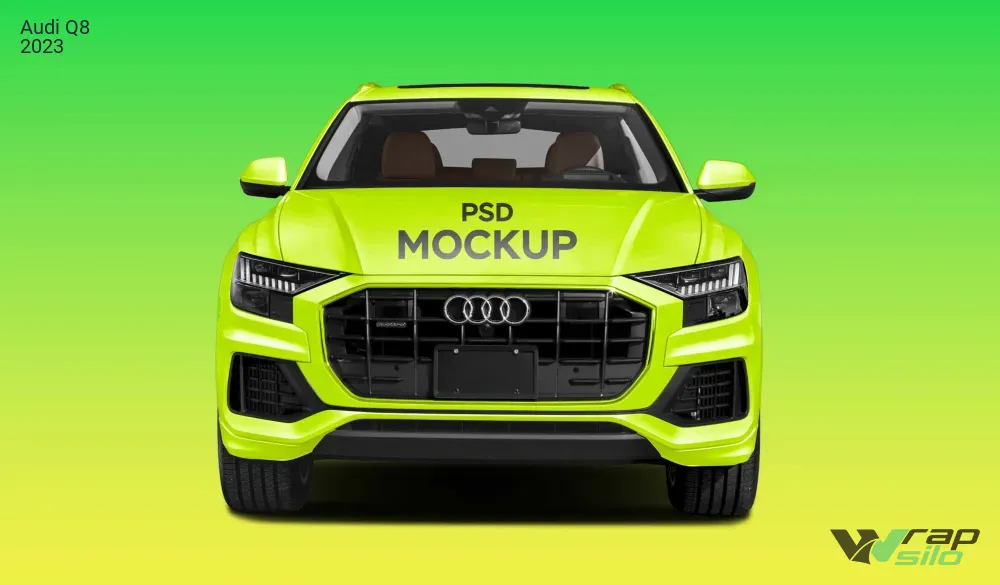 Audi Q8 2023 Realistic Vehicle Wrap Mockup - Front Side