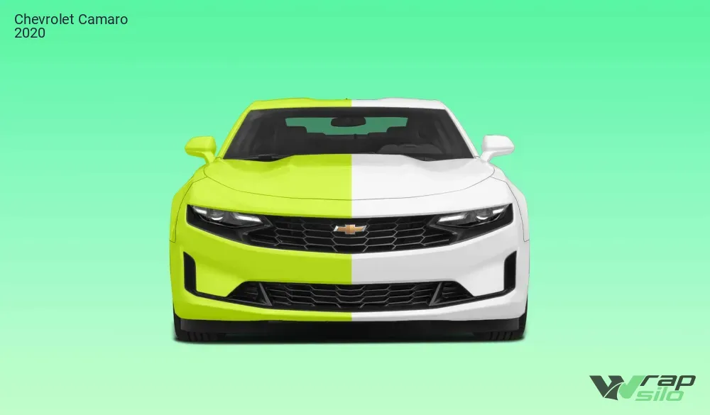 Chevrolet Camaro 2020 Realistic Vehicle Wrap Mockup - Front Side