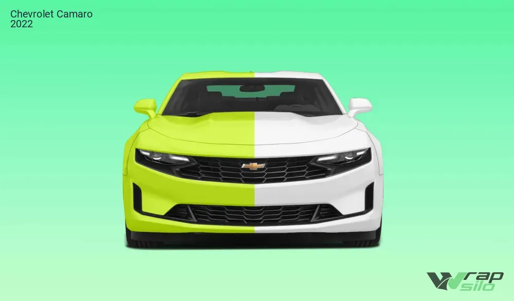 Chevrolet Camaro 2022 Realistic Vehicle Wrap Mockup - Front Side