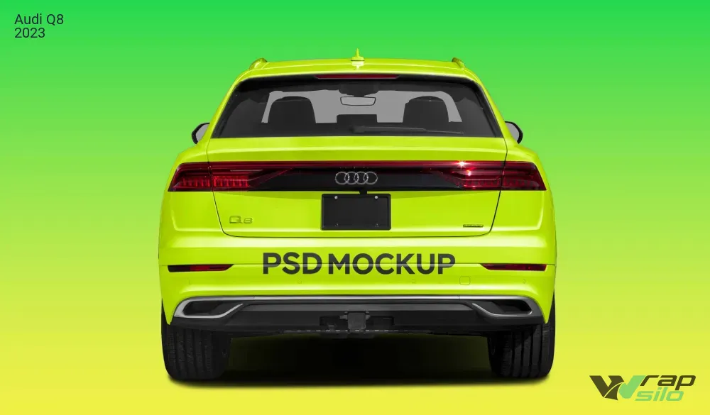 Audi Q8 2023 Realistic Vehicle Wrap Mockup - Rear