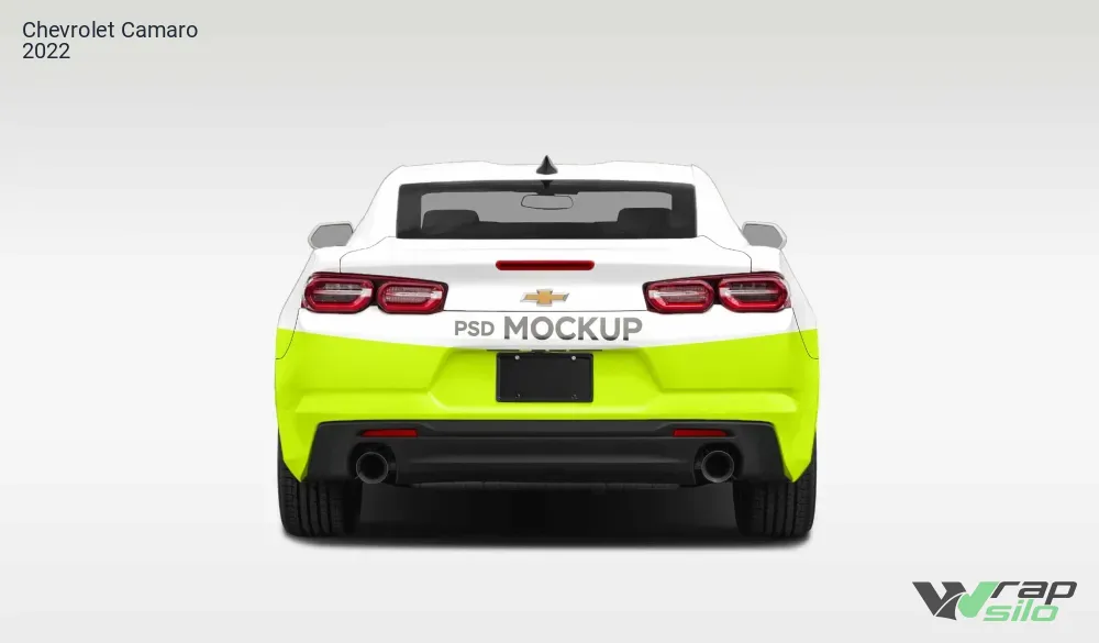 Chevrolet Camaro 2022 Realistic Vehicle Wrap Mockup - Rear Side