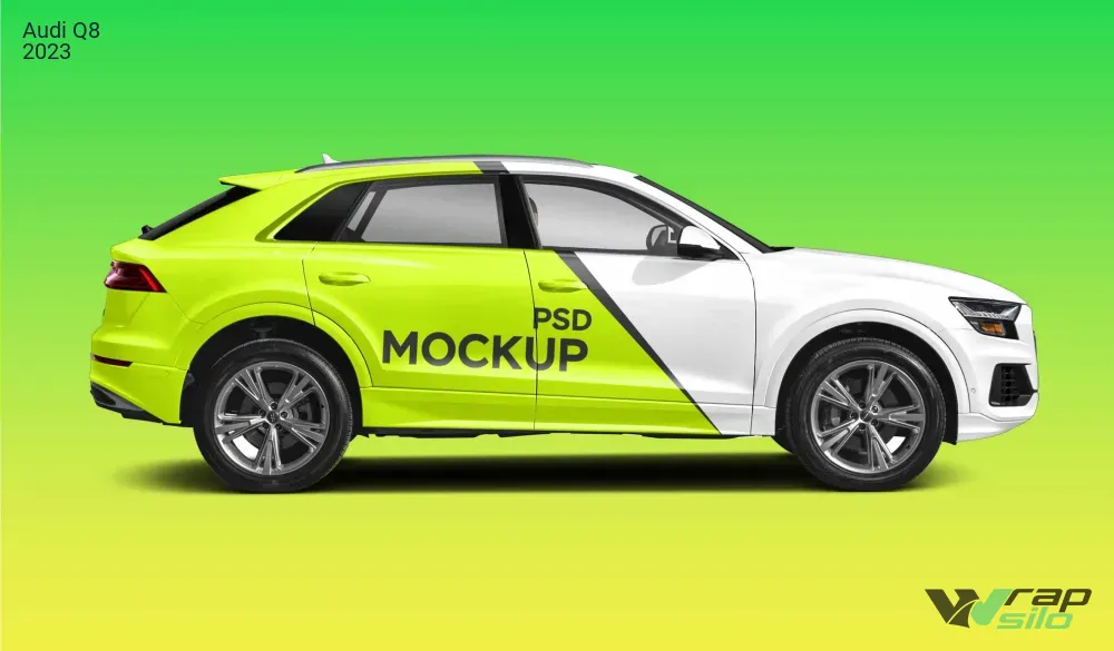 Audi Q8 2023 Realistic Vehicle Wrap Mockup - Right Side