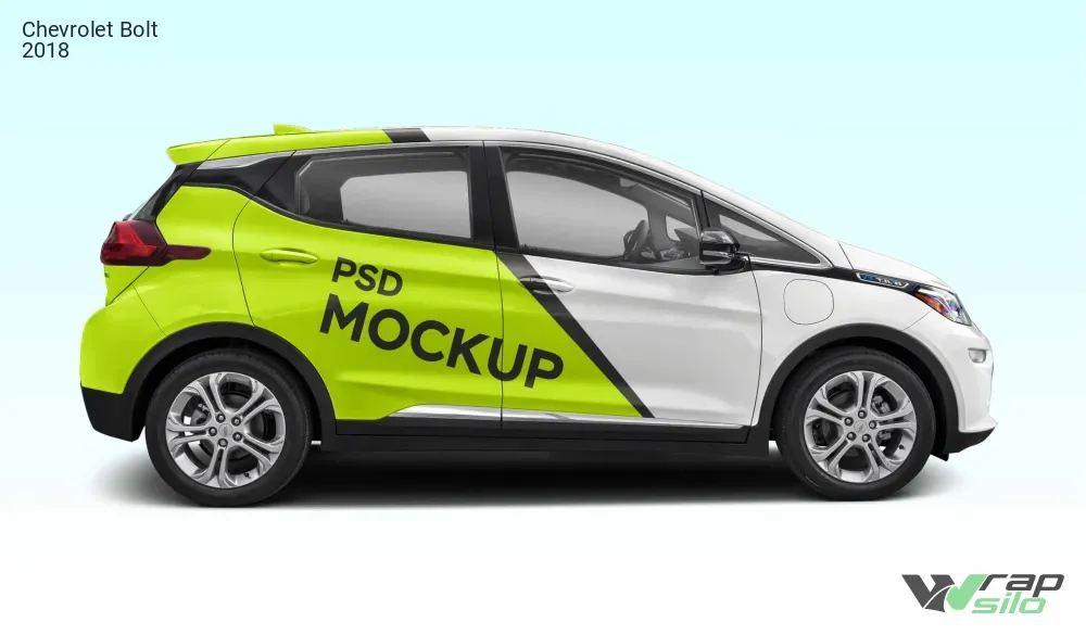 Chevrolet Bolt EV 2018 Realistic Vehicle Wrap Mockup - Right Side