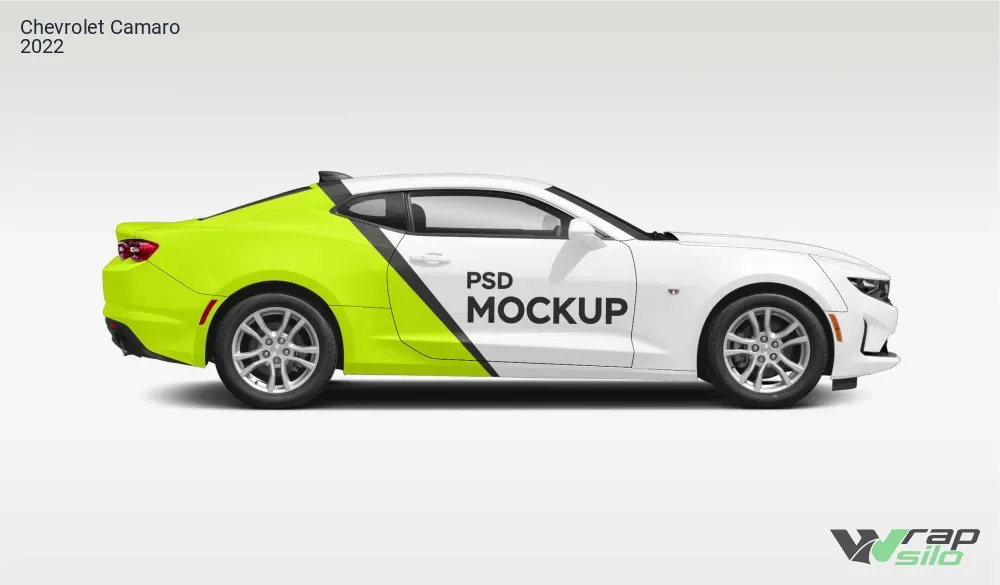 Chevrolet Camaro 2022 Realistic Vehicle Wrap Mockup - Right Side