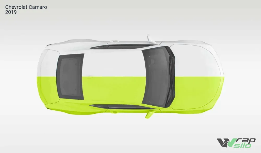 Chevrolet Camaro 2019 Realistic Vehicle Wrap Mockup - Top Side
