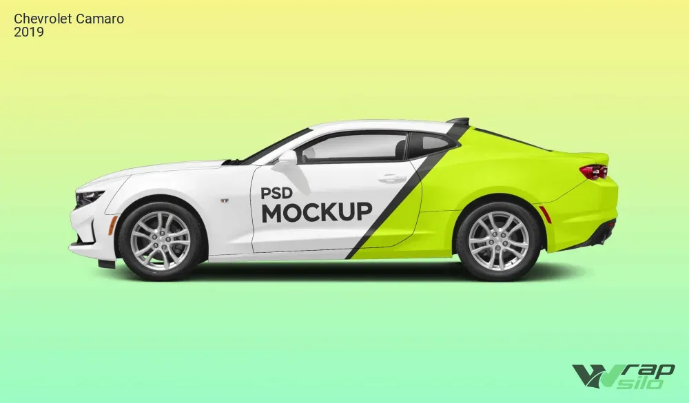 Chevrolet Camaro 2019 Realistic Vehicle Wrap Mockup - Left Side