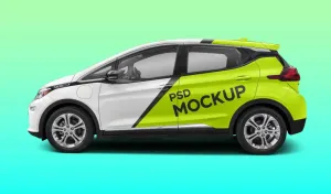 Chevrolet Bolt EV 2019 Realistic Vehicle Wrap Mockup - Left Side
