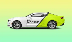 Chevrolet Camaro 2020 Realistic Vehicle Wrap Mockup - Left Side